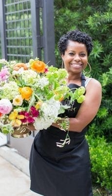 goodshuffle-pro-user-kc-events-and-florals Goodshuffle Pro user, Sherronda Scoggins of floral company KC Events & Florals with a bouquet