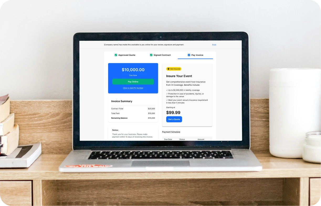 Goodshuffle Pro’s modern Event Insurance integration makes it easy for your clients to get event host liability insurance and for you to get inland marine coverage